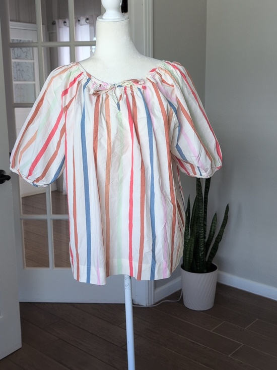 Berkley Jensen Tops - Berkley Jensen Striped White Cotton Spring Summer Top - XL